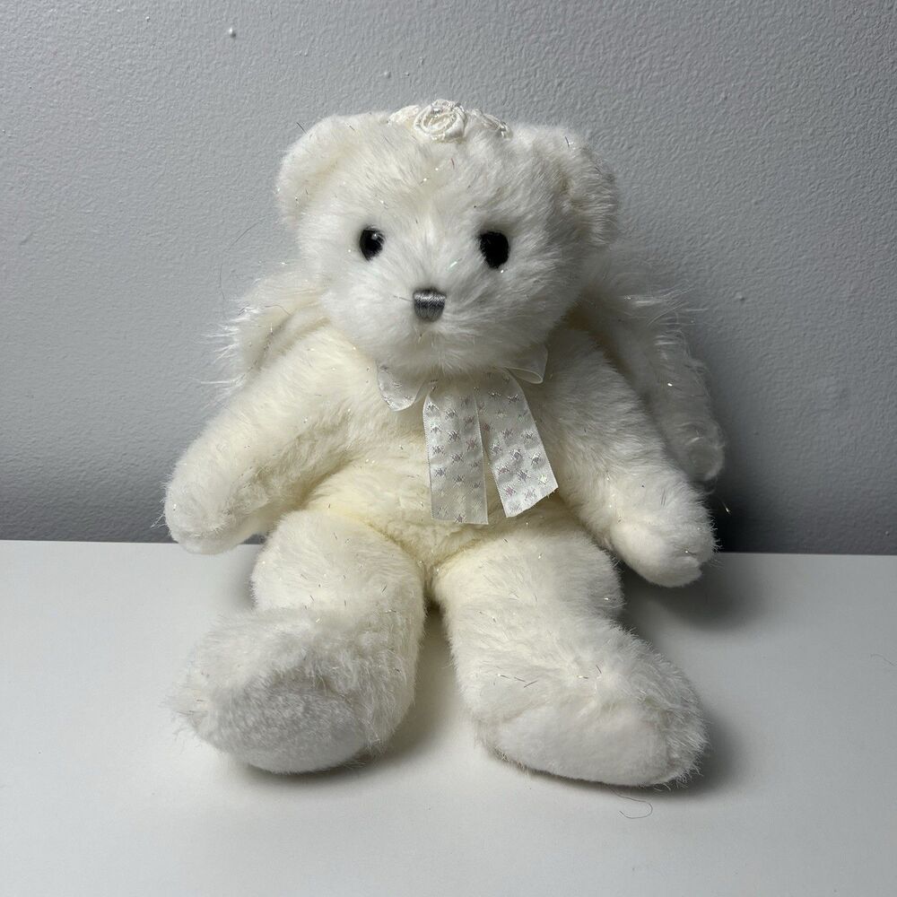 Vintage Ty Classic Angelina White Angel Bear 2002 Plush Stuffed Animal 12"